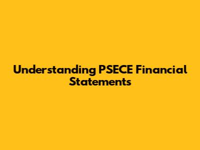 Understanding PSECE Financial Statements